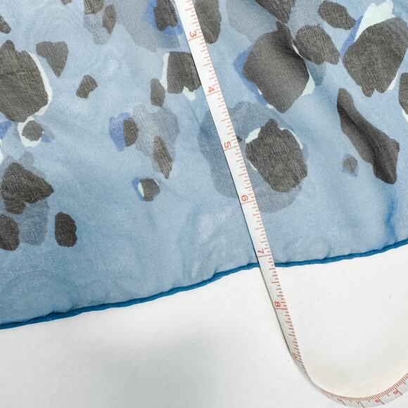 Burberry Scarf Silk Authentic Lightweight Sheer Blue Black Leopard Cheetah - Picture 10 of 10